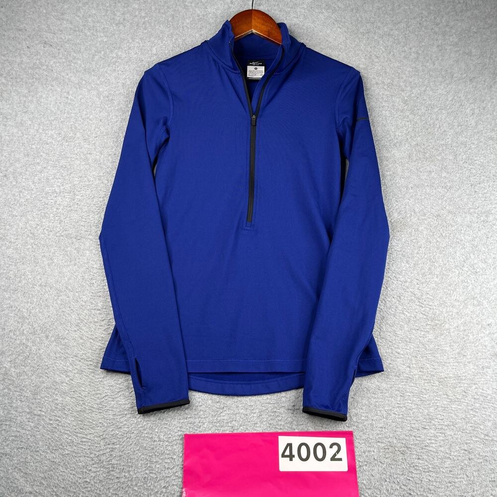 Womens Nike Pro Long Sleeve 1/2 Zip Performance Stretch Small Blue Thumb Holes